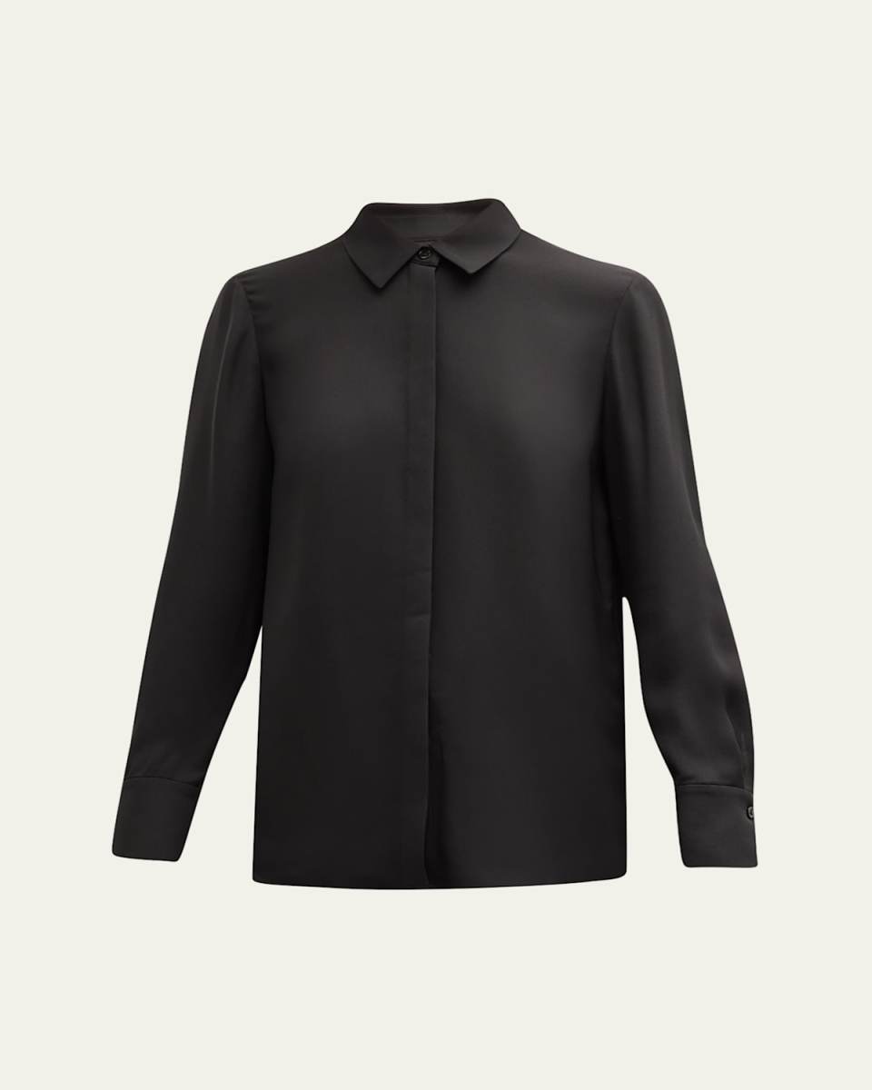 Scottie Silk Button-Down Blous